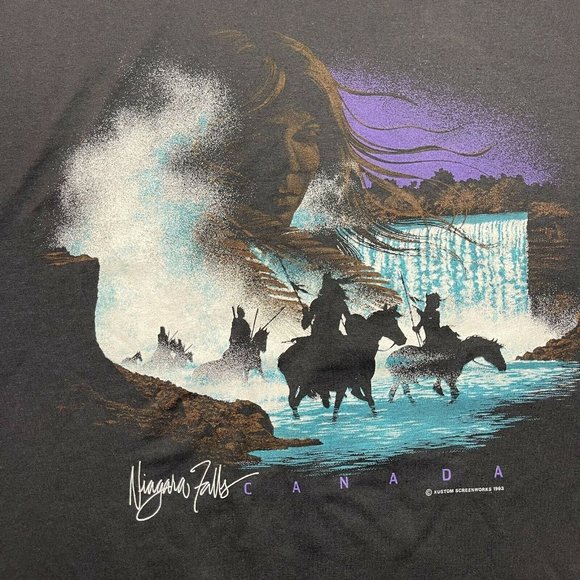 Vintage 90’s Niagara Falls Canada Tee Native People 1993 Size XL Single Stitched - Picture 2 of 8